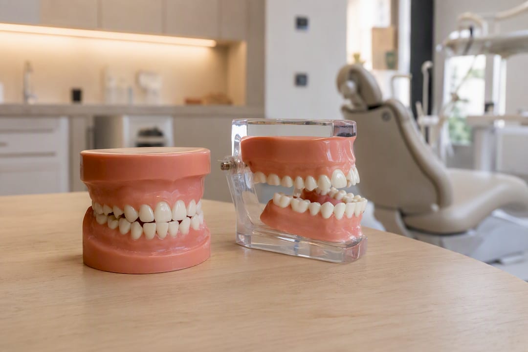 Două modele dentare care prezintă malocluzie dentară și scheletică