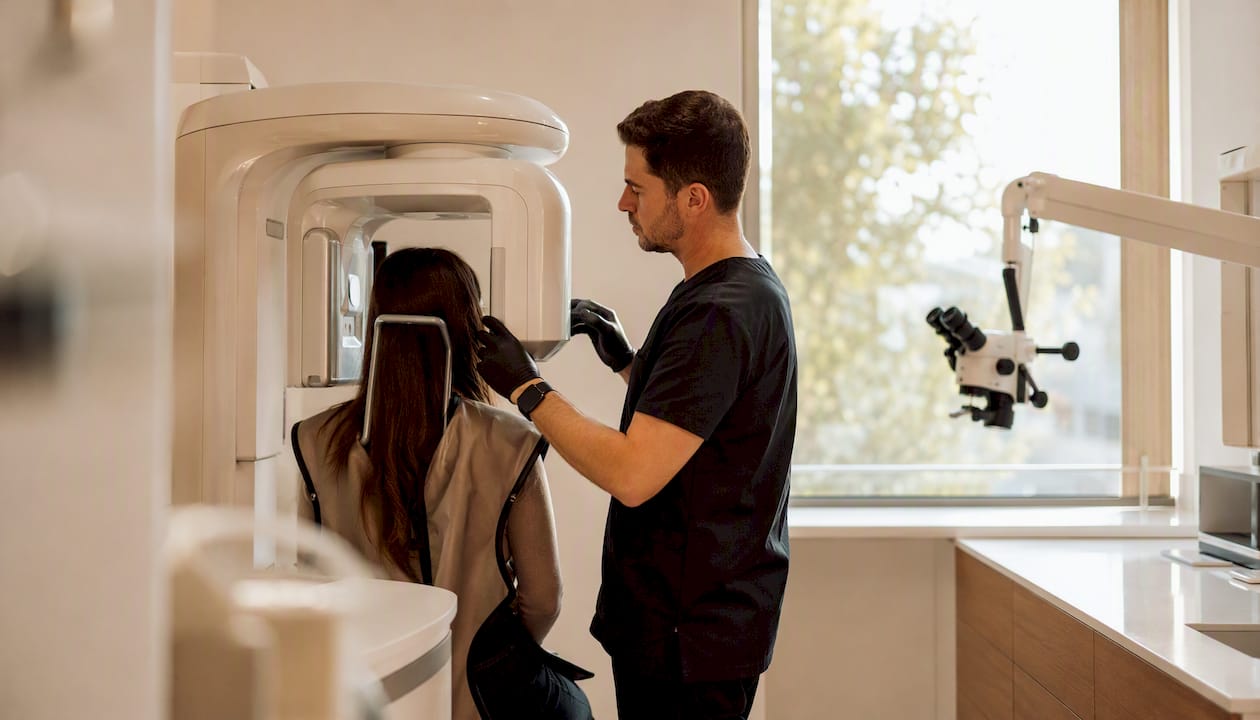 Scanner dentar CBCT și microscop pentru precizie maximă în diagnostic și tratament stomatologic.