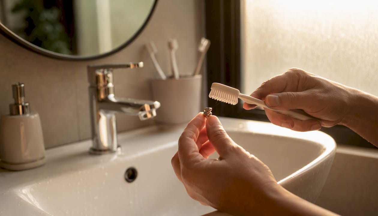 Curățarea manuală a bontului de vindecare dentară cu ajutorul periuței de dinți