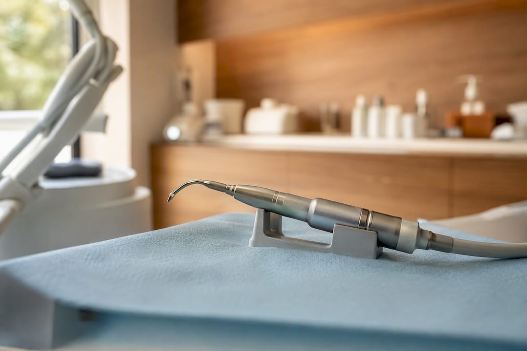 Prim-plan cu piesa de mână a laserului dentar