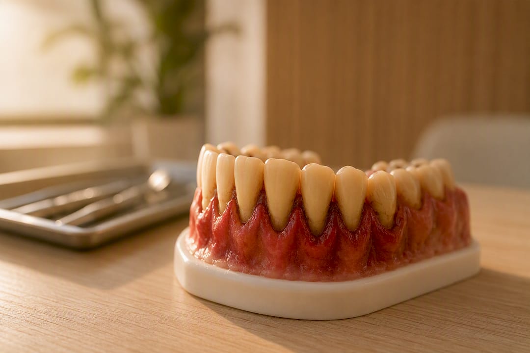 Model dentar care arată inflamația gingiilor
