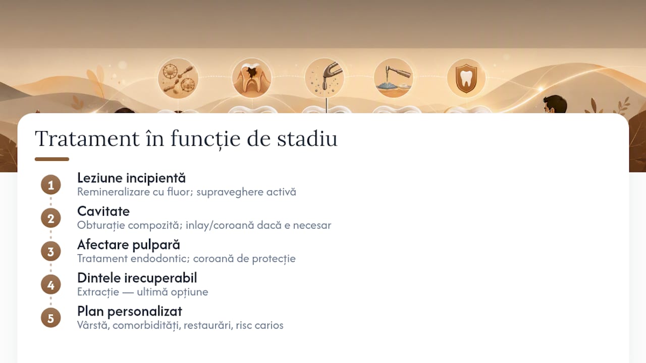 Ce tratamente există în funcție de stadiul cariei? — overview diagram