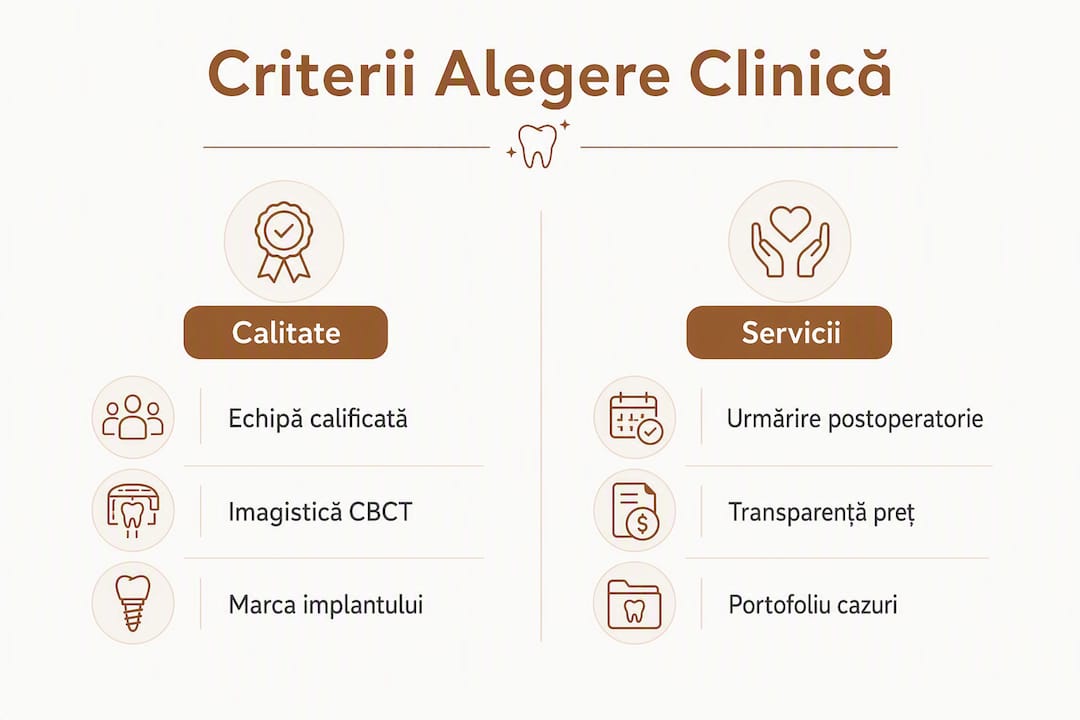 Infografic: Ce să urmărești când alegi o clinică de implanturi dentare și estetică