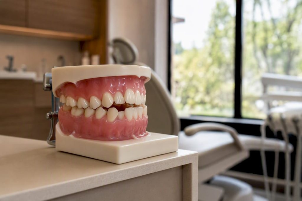 Model dentar detaliat cu dinți aliniați greșit