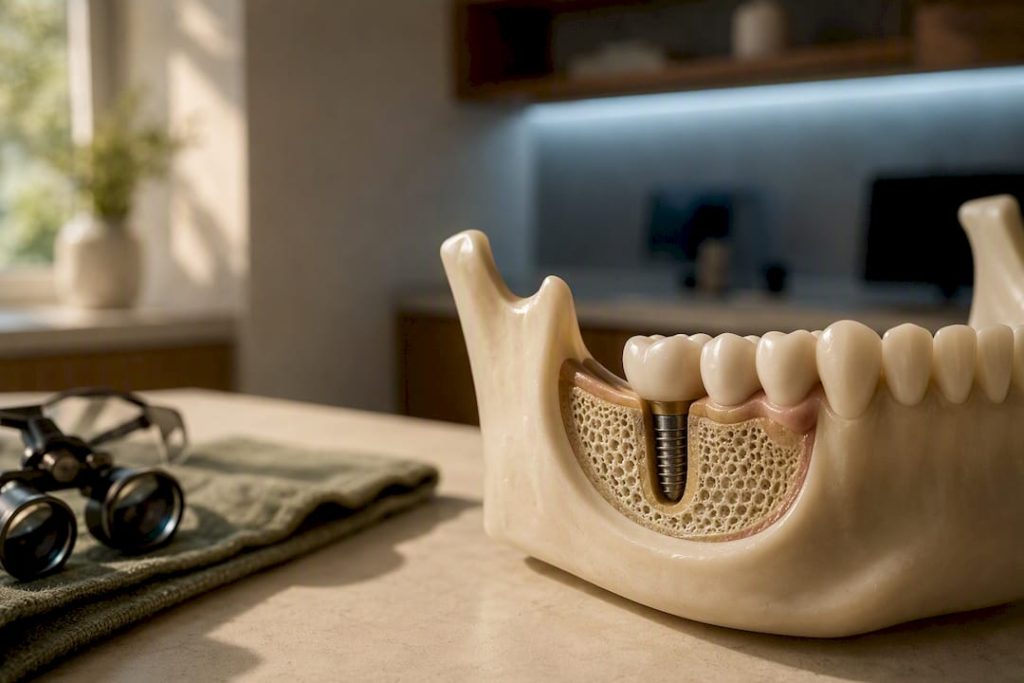 Model anatomic cu implant dentar inclus